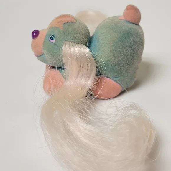 G1Funtime Spaniel mommy dog my little pony Lil Litters fuzzy aqua & pink 90s